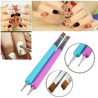 2Pcs Dual-use Nail Art Brush Dotting Pen DIY Design Manicure Tool Painting UV Gel Polish