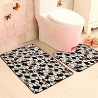 2Pcs Stone Pattern Toilet Floor Carpet Non Slip Bathroom Closestool Mat Rug Sets