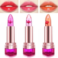 3 Colors Jelly Flower Temperature Change Lipstick Lip Gloss Balm Moisturizing No Fade Nonstick