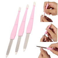3 In 1 Stainless Steel Sanding Nail File Buffer Dead Skin Cuticle Polish Manicure Fork Tool