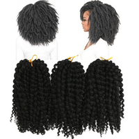 3 Pieces/Pack 8 Inch Black Brown African Hair Synthetic Crochet Small Braids Wigs For Women