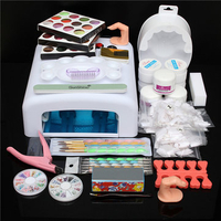 36W Nail Art UV Lamp Gel Polish Curing Dryer Light Acrylic Manicure Set White 220V