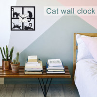 3D Acrylic Kawaii Black Cat Wall Clock Novelty Gift Quartz Home Decor Clock