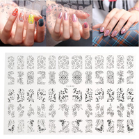 3D Silver Flower Nail Art Stickers Acylic Gel Tips Mixed Shape Decal Decoration DIY Salon