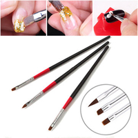 3Pcs Acrylic UV Gel Nail Tips Brush Nail Art Builder Pen Drawing Tool