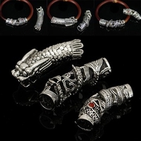 3Pcs Antique Dragon Dreadlock Cuffs Bead Hair Beads Rings Jewelry Accessory Silver