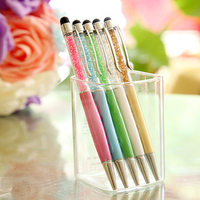 3Pcs Black Crystal Imitated Diamond Capacitive Screen 2 in 1 Touch Writting School Office Stationery Ballpen