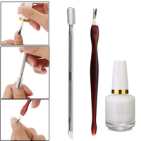 3Pcs Nail Cleaner Set Pusher Cuticle Dead Skin Remover Fork Softener Glue Manicure Tools Kit