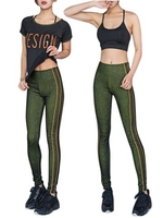 3PCS Sexy Bra T-shirt Legging Stretch Sports Suits