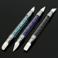 3Pcs/Kit Soft Silicone Double-end Nail Art Carved Pen Different Shape Hollow Engraving Pens