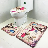 3Pcs/Set Bathroom Non-Slip Carpet Pedestal Rug + Lid Toilet Cover + Bath Mat