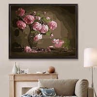 40X50CM Wood Framed New Pink Flower Vase Painting DIY Self Handcrafted Paint Kit Decor
