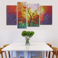 4PCS Unframed Rich Tree Modern Abstract Art Oil Painting Canvas