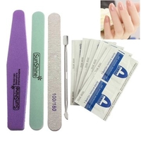 5 In 1 Nail Art File Manicure Tools Set UV Gel Polish Cleaning Pusher Cotton Pads