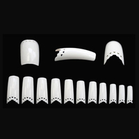 500Pcs Lace French False Nails Tips Artificial Square Long Design DIY Heart Hollow White