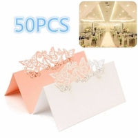 50Pcs Laser Cut Butterfly Hollow Out Paper Table Place Name Seat Card Wedding Party Accessories