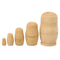 5Pcs Blank Wooden Nesting Dolls Animal Russian Doll Paint Set Tricky Toys Creative Gift