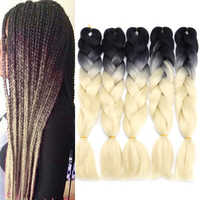 5Pcs Braiding Hair Extensions Gradient Kanekalon High Temperature Fiber African