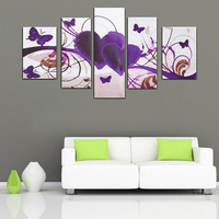 5PCS Frameless Purple Heart Love Modern Abstract Canvas Wall Decor