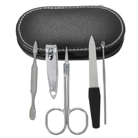 5Pcs Nail Clippers Set Scissors File Eyebrow Tweezers Ear Manicure Pedicure Tool With Bag