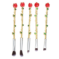 5Pcs Rose Shaped Makeup Brushes Set Soft Eye Shadow Blend Foundation Blush Kit