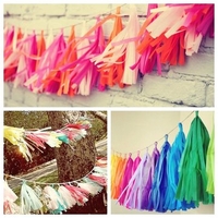 5Pcs Tassels Tissue Paper Garlands Bunting Ballroom Wedding Party Home Decoration