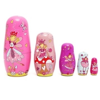 5pcs Wooden Angel Fairy Russian Babushka Matryoshka Nesting Dolls Tricky Toys Creative Gift