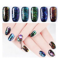 6 Colors Glitter Brocade UV Gel Magic Chameleon Sequins Soak-Off Nail Art Polish Set