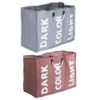 69x32cm 3 Section Folding Laundry Sorter High-capacity Washing Hamper Basket Portable Tote Bag