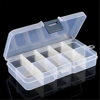 6Pcs 10 Cells Detachable Compartment Empty Storage Case Box For Nail Tip Gems Little Stuff