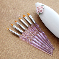 6Pcs Acrylic Nylon Nail Art Flat Brush Design Dotting Painting Pen Set