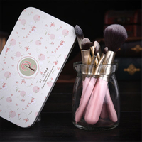 7Pcs Makeup Brushes Kit Wooden Handle Blusher Foundation Eyeshadow Eyeliner Brush Cosmetic Tool