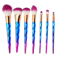 7Pcs Rainbow Spiral Handle Makeup Brushes Foundation Blush Powder Facial Brush Purple Hair Cosmetic