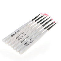 7Pcs White Nail Art Brush Gel Design Painting Pen Polish Brushes