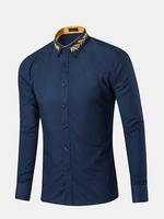 8 Colors Mens Casual Business European American Style Collar Printing Designer Shirts