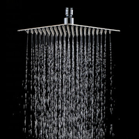 8 Inch Stainless Steel Rainfall Shower Head Bathroom Square Silver Pressurize Shower Head