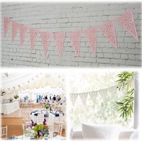 8M White Lilac Paper Triangle Hollow Out Wedding Garland Bunting Burlap Decoration With String