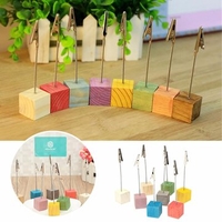 8Pcs Wooden Place Card Holders Wedding Office Meeting Table Invitation Name Card Clips