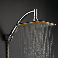 9 Inch Square Thin Rotatable Shower Head Stainless Steel Water Saving Pressure Sprayer