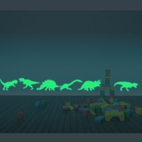 9PCS Wall Stickers Dinosaurs Decal Luminous Fluorescent Home Decor