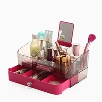 Acrylic Makeup Organizer Drawer Box Cosmetic Storage Desk Bathroom Case Blue Purple Red