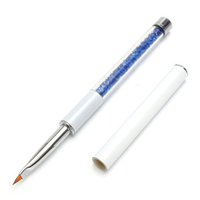 Acrylic Nail Art Brush Nylon Fiber Blue Rhinestone Handle DIY Design UV Gel Polish Drawing Painting