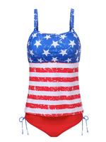 American Stars Stripes Flag Wireless Spaghetti Strap BacklessTwo Piece Tankinis
