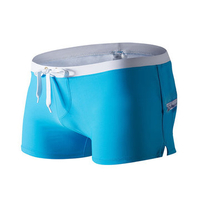 AUSTINBEM Sexy Low Waist Surf Beach Shorts Swimming Breathable Back Pocket Boxers Trunks for Men