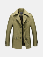 Autumn Winter Business Epaulet Slim Solid Color Military Style Cargo Overcoat For Men