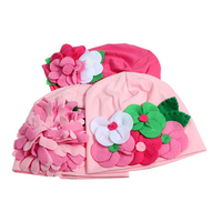 Baby Girl Cute Handmade Flower Hat Soft Cotton Knit Crochet Beanie Cap Headband