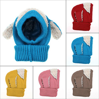 Baby Kids Boy Girl Winter Beanie Warm Hat Hooded Scarf Earflap Knitted Wool Cap