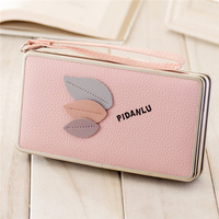baellerry Leaves Universal 5.5 Inch Phone Bag Wallet PU Phone Case Purse For Women
