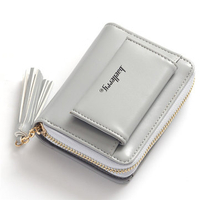 Baellerry Women Tassel Zipper Short Wallets Candy Color Bifold Purse Card Holder Coin Bags