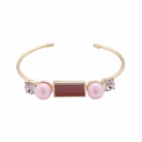 Balancing Style Vintage Alloy Bracelet Rhinestone Red Stone Pearl Alloy Bracelet
